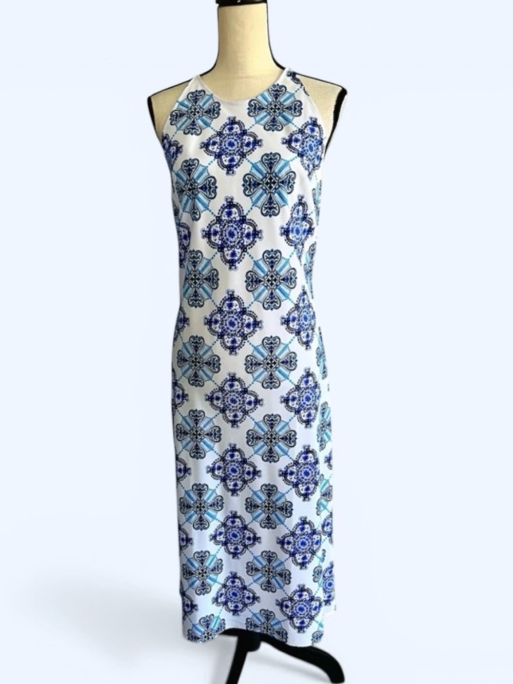Ann Taylor Factory Blue Tile Motif Dress